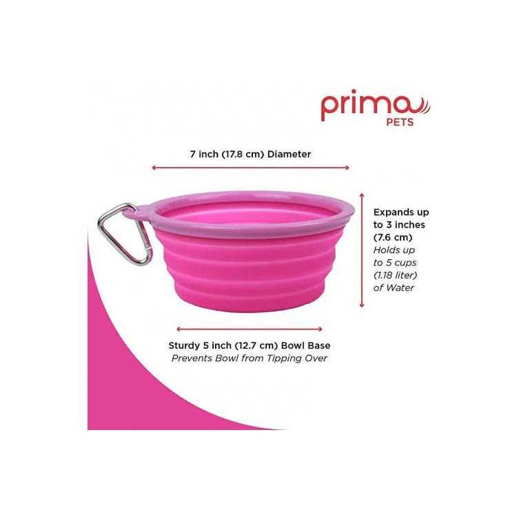 Collapsible Silicone Water Travel Bowl with Clip Dog and Cat H439