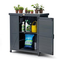Outdoor Storage Cabinet with Metal Tabletop, 3 Adjustable Shelves M450