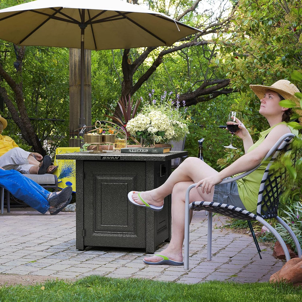 28 Inch Black Steel Propane Fire Pit Table O4478
