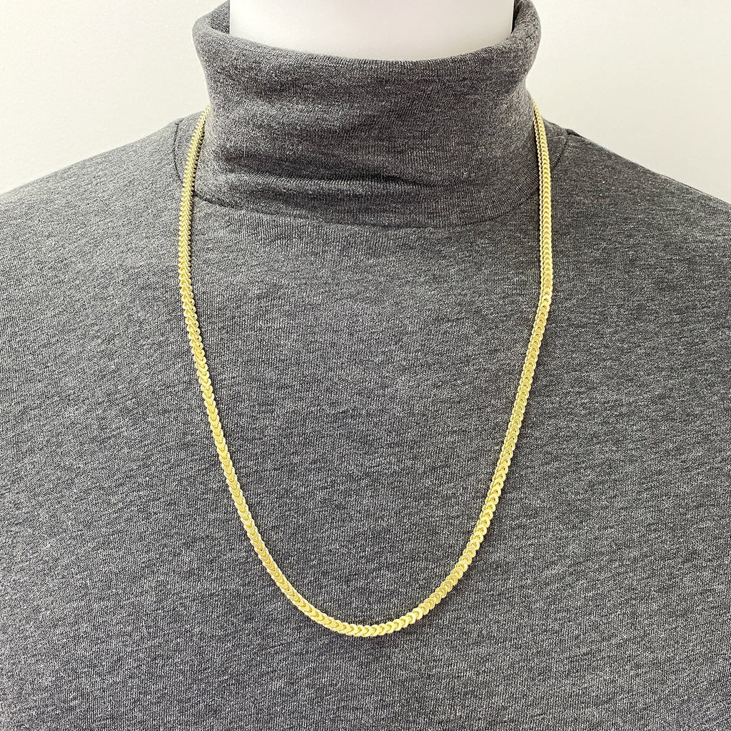 18K Gold Over Silver Hollow Franco Chain Necklace 20"-30" G1224