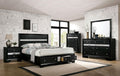 Black 5pcs Queen Solid Wood Bedroom Set N558