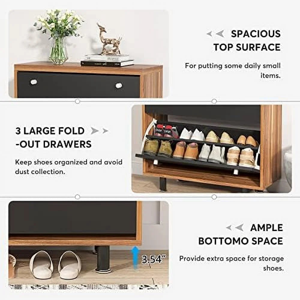 White 3 Drawer Shoe Cabinet A4636