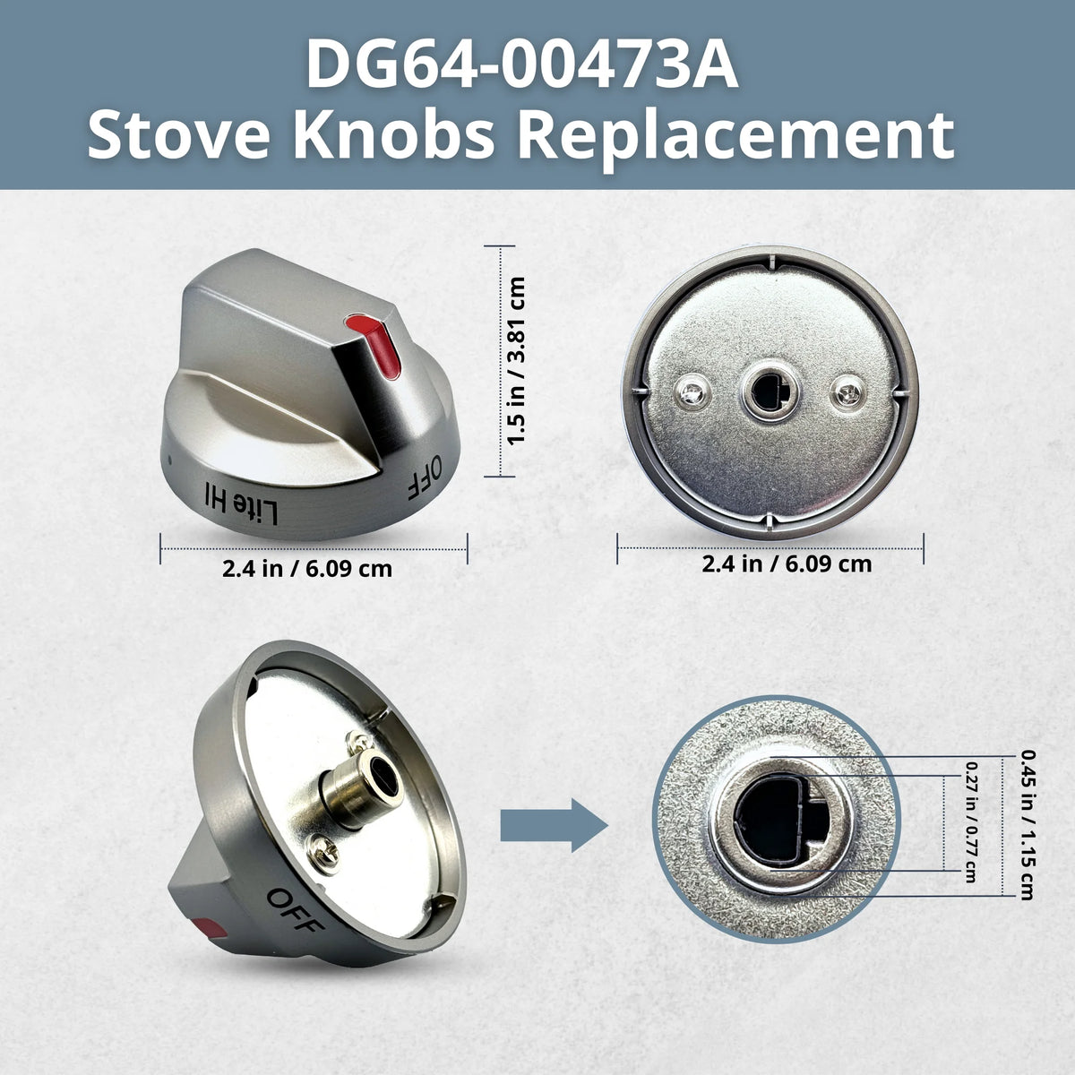 SET OF 5 Stove Knobs for Gas Range Z2072