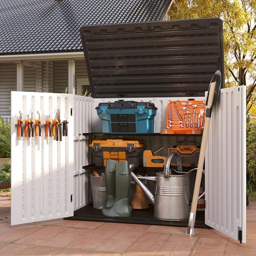 White 60 Cuft Plastic Outdoor Storage Shed E630833