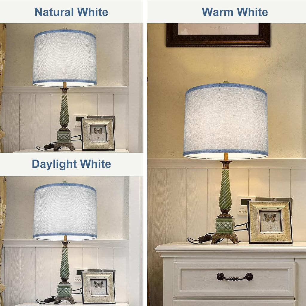 Blue 13" x 13" x 10" Drum Fabric Lamp Shades Set of 2 A83598