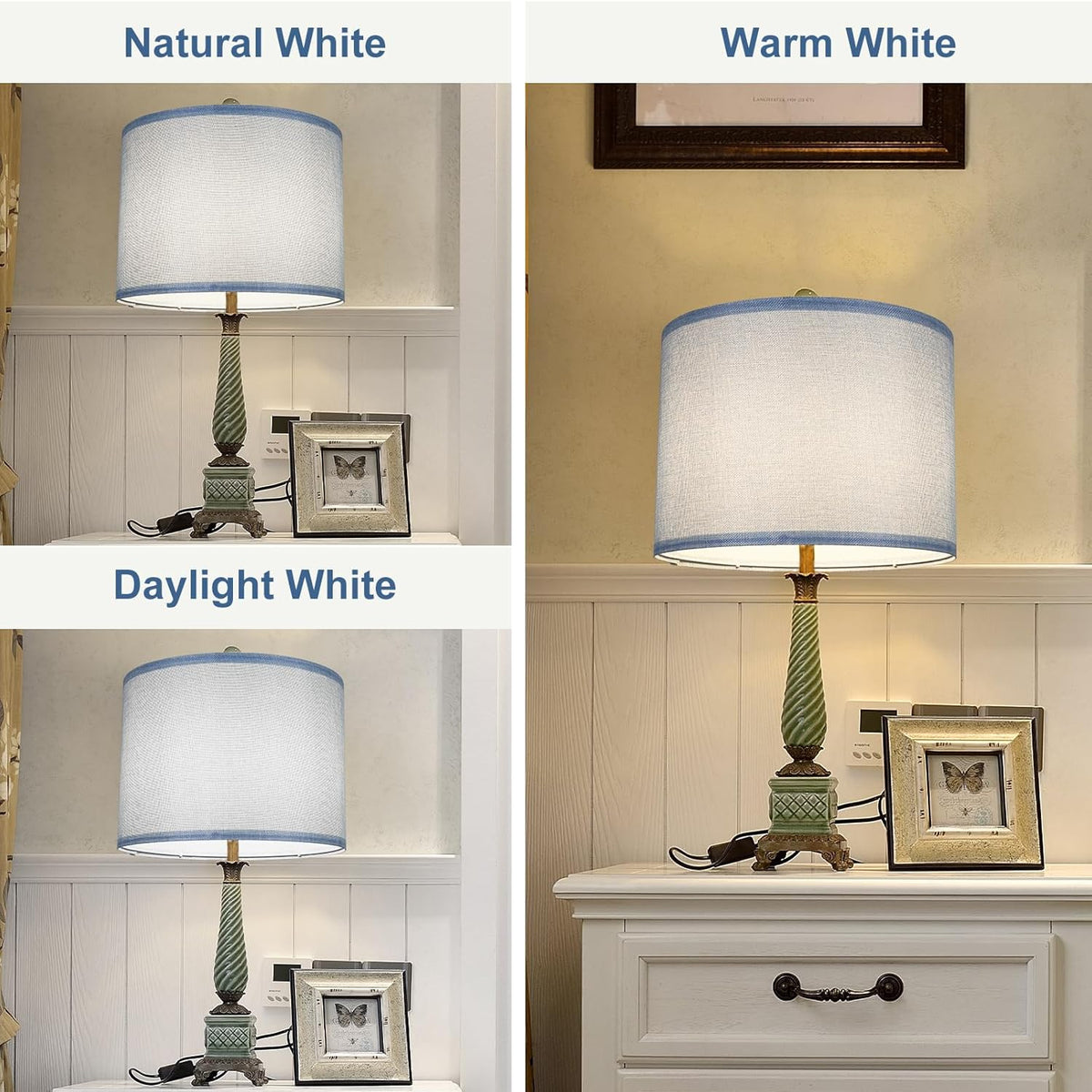 Blue 13" x 13" x 10" Drum Fabric Lamp Shades Set of 2 A83598