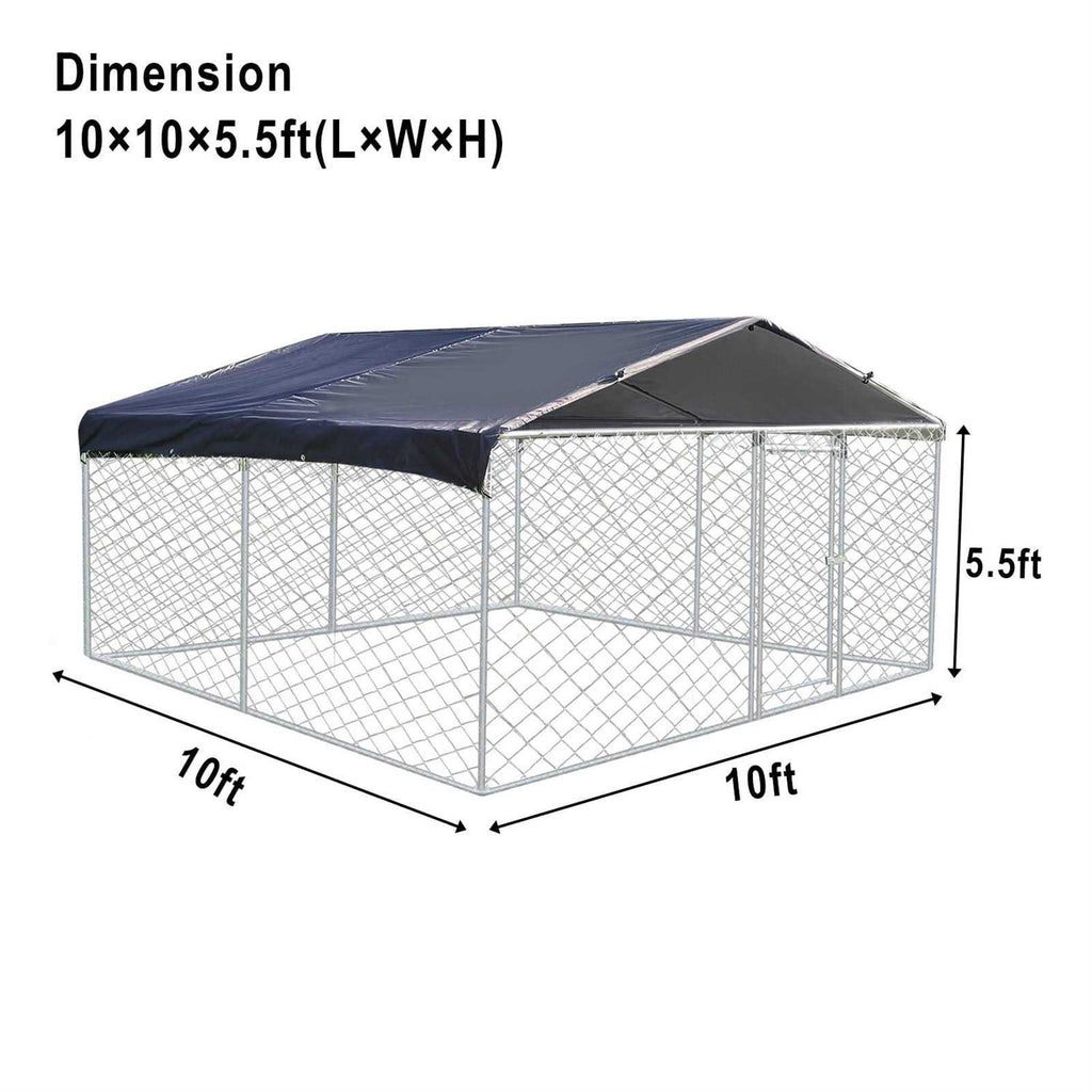 10ft x 10ft Outdoor Metal Dog Kennel with Roof Q58088
