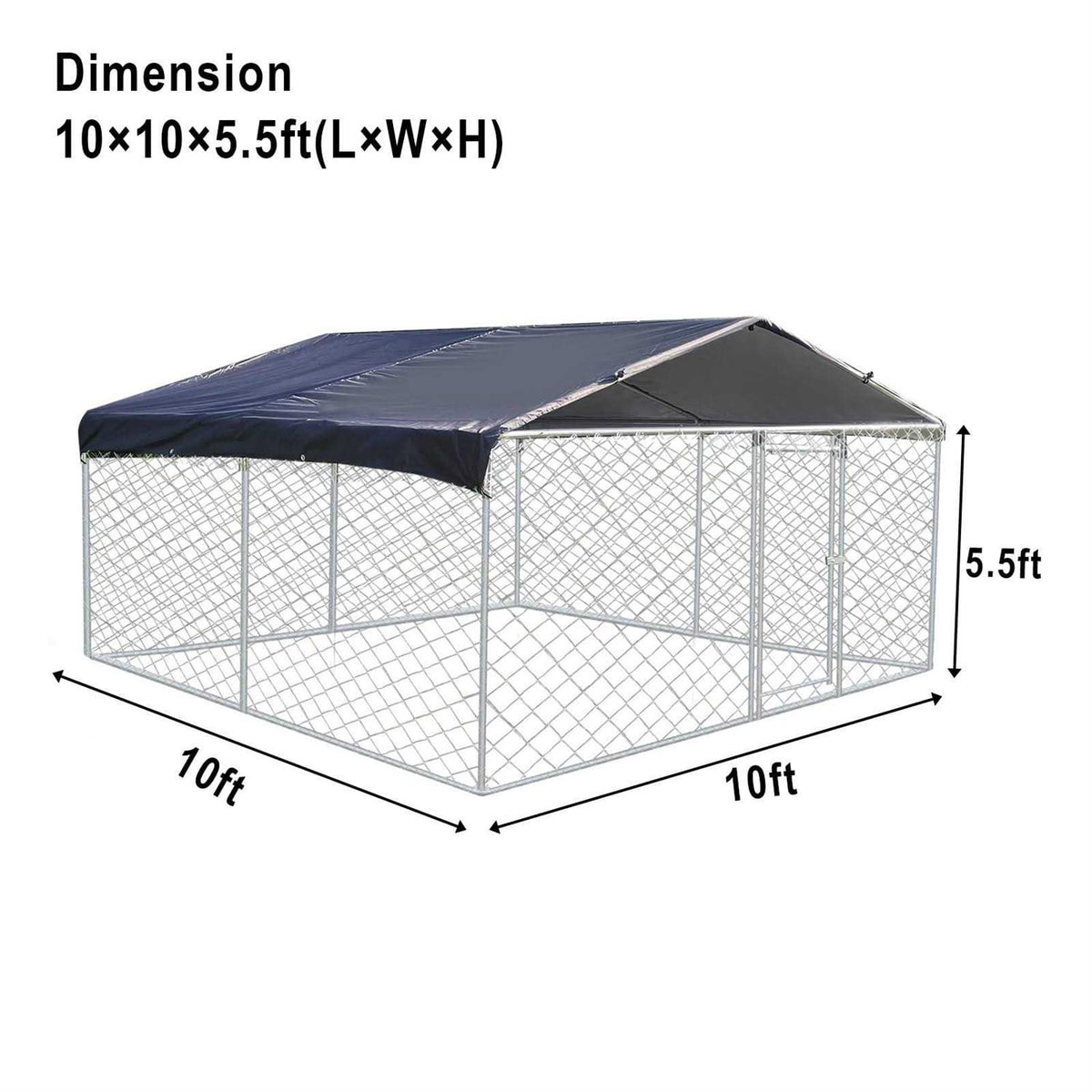 10ft x 10ft Outdoor Metal Dog Kennel with Roof Q58088
