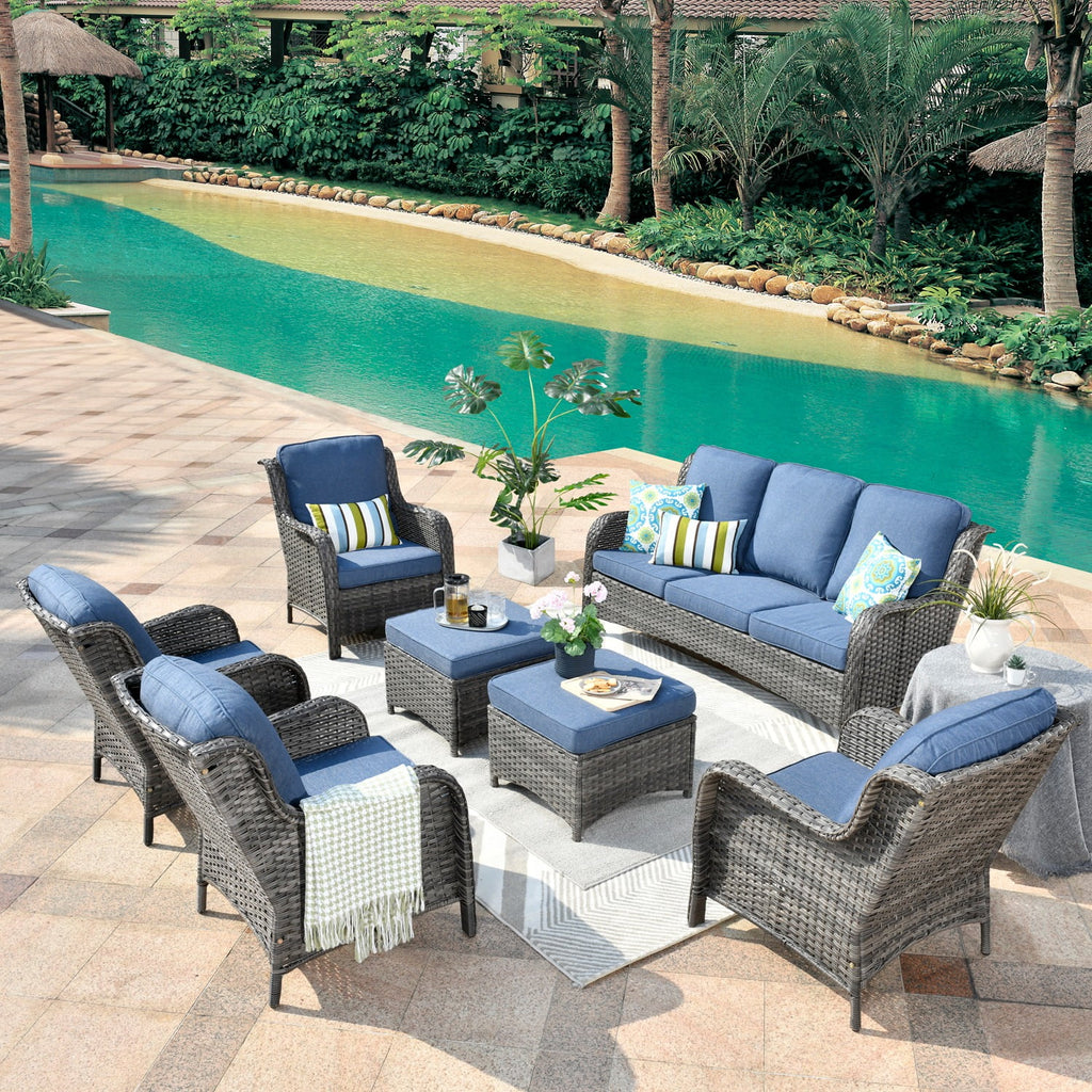 7 Pieces Wicker Rattan Sectional Sofa F28843