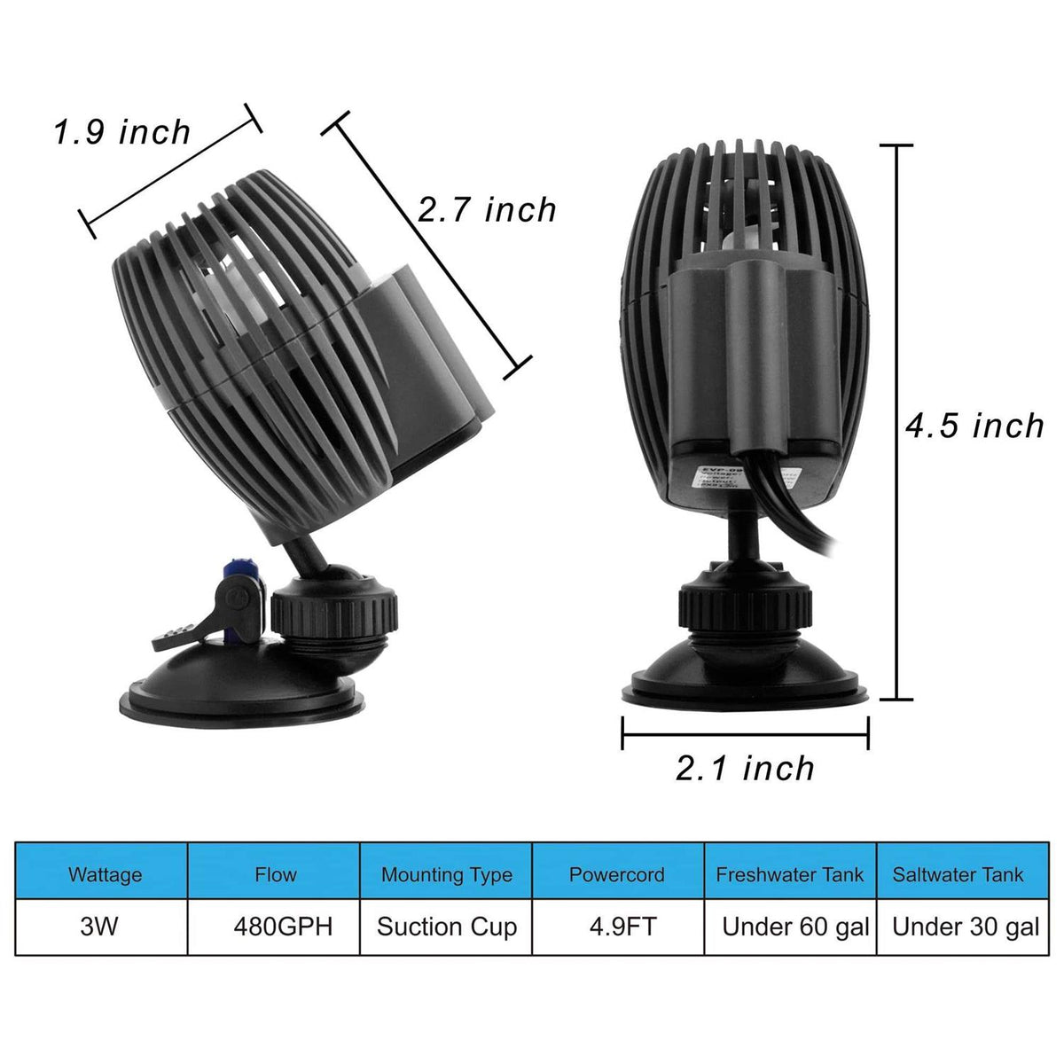 Aquarium Wave Maker Powerhead Submersible Pump with Suction Base G4063