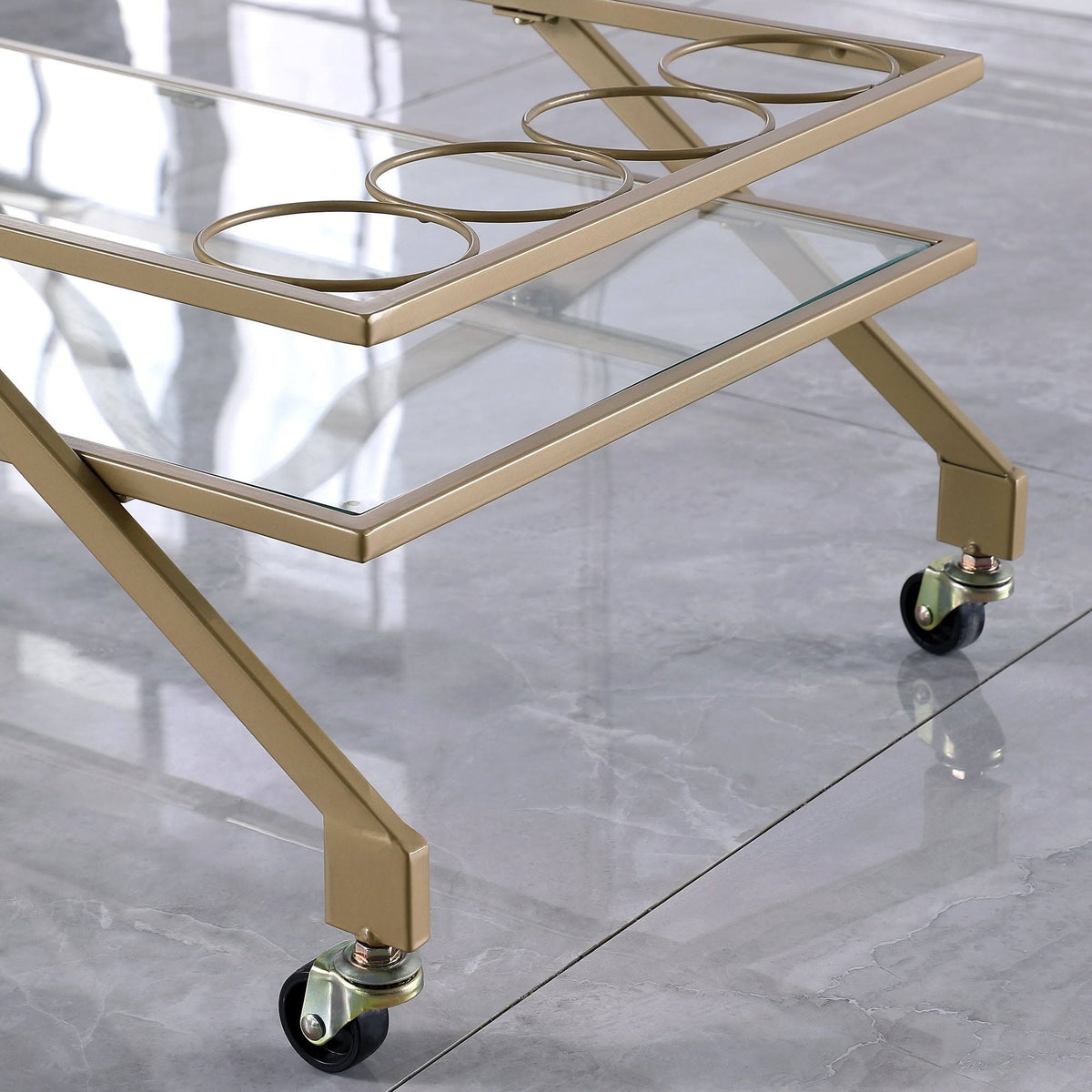 Gold Geometric Metal Bar Cart F861962
