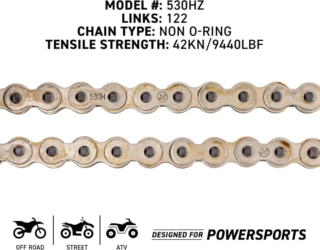 Drive Sprocket Chain Combo Front 17 Rear 45 Tooth 530HZ Standard 122 Links Pack of 2 K2527