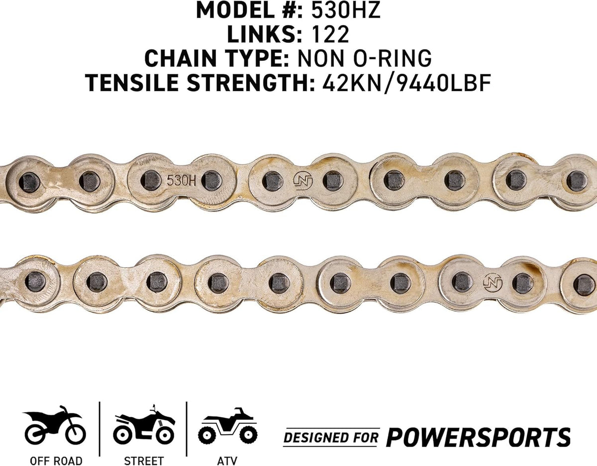 Drive Sprocket Chain Combo Front 17 Rear 45 Tooth 530HZ Standard 122 Links Pack of 2 K2527