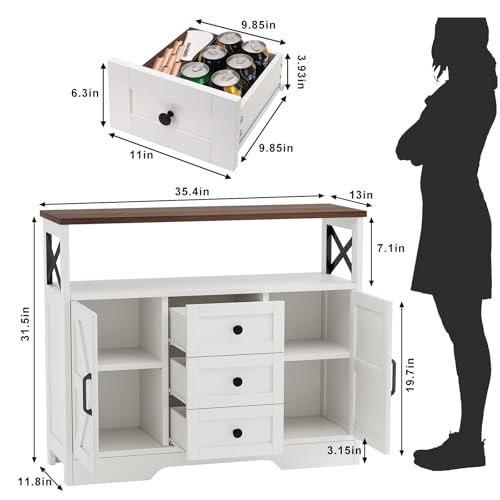 Buffet Cabinet Sideboard with 3 Drawers and 2 Doors J652