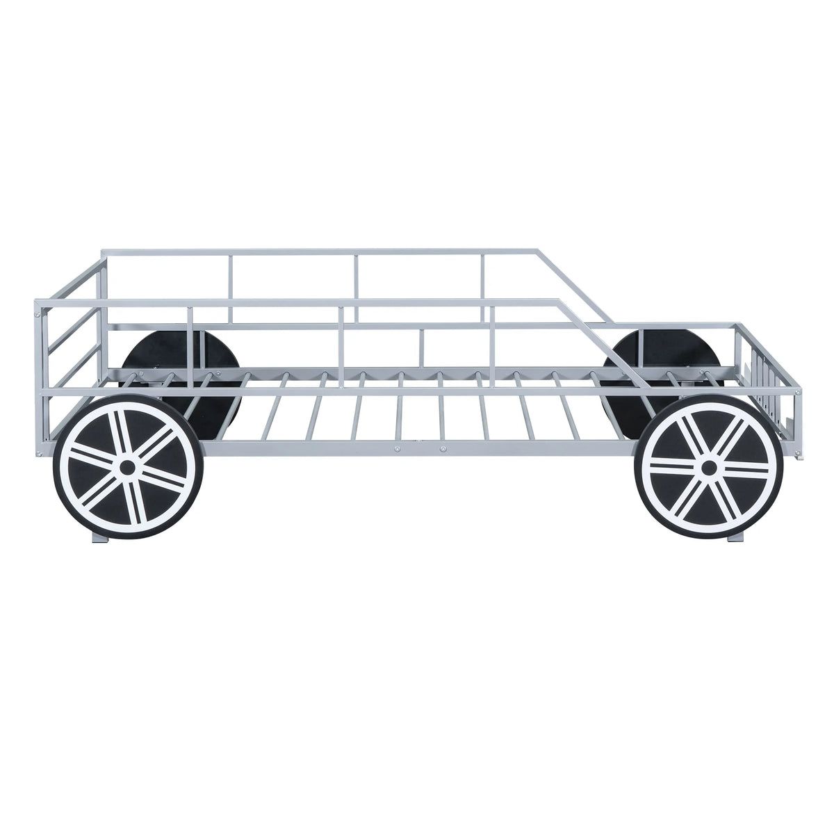Metal Twin Size Car-Shaped Platform Bed with Tires O309103