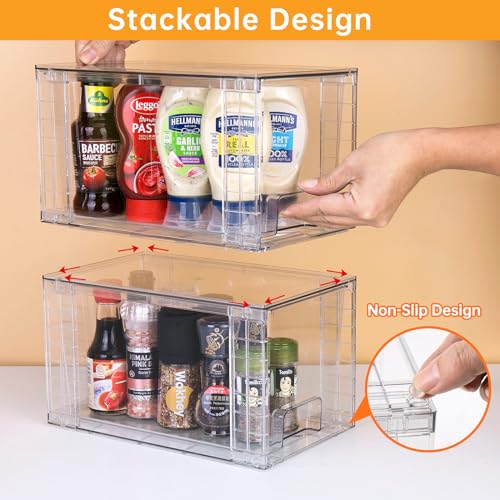 Clear Stackable Kitchen Storage Drawers with Handles D37079