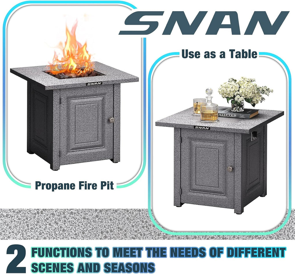 28 Inch Black Steel Propane Fire Pit Table O4478