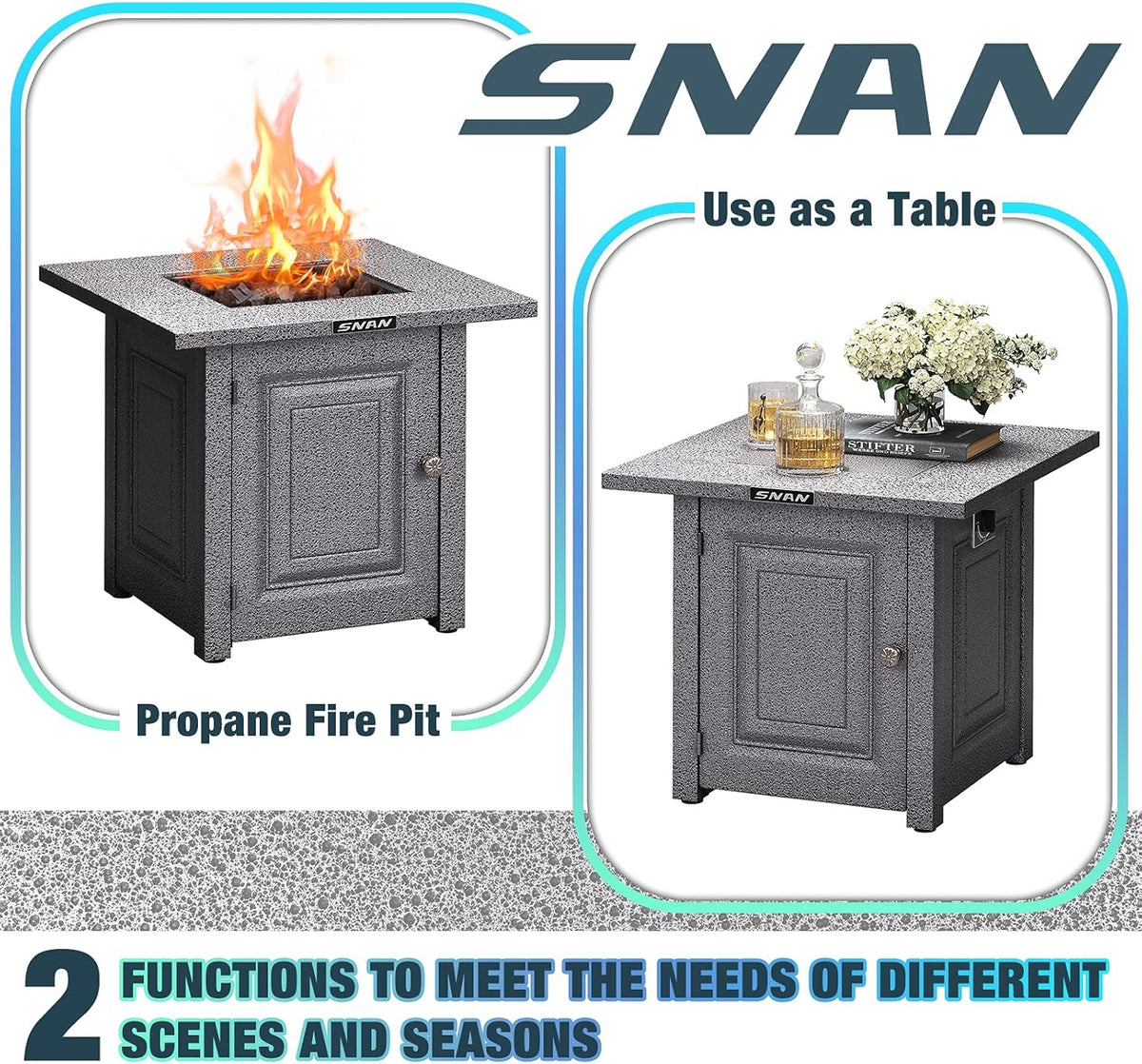 28 Inch Black Steel Propane Fire Pit Table O4478