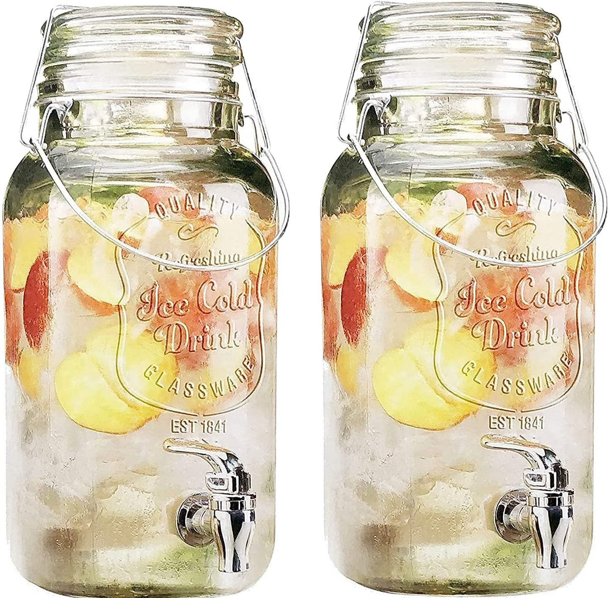 Set of 2 Glass Beverage Dispensers with Spigot S276