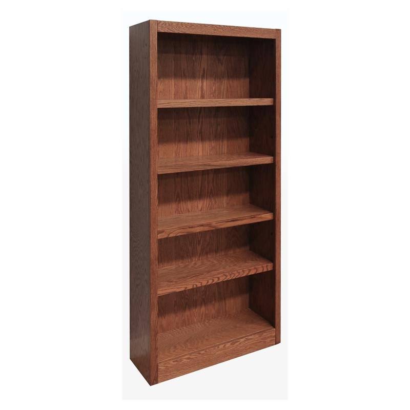 Traditional 5-Shelf Wood Bookcase in Dry Oak C4914