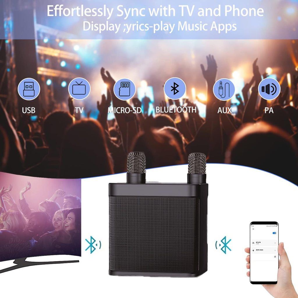 Wireless Karaoke Machine Bluetooth Speaker with 2 Wireless Microphones Q589743