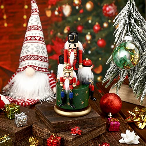 Nutcracker Music Box Wooden Nutcracker Soldier Toy Handmade Nutcracker Figures Christmas Nutcrackers Soldiers Wind up Musical Box Clockwork Christmas Music Box Z604
