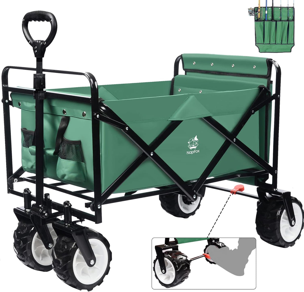 Collapsible Heavy Duty Beach Wagon Cart with Universal Wheels Adjustable Handle C172
