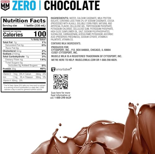 Chocolate Protein Shake, 20g Protein, Zero Sugar, 11.16 Fl Oz (Pack of 12) R811165