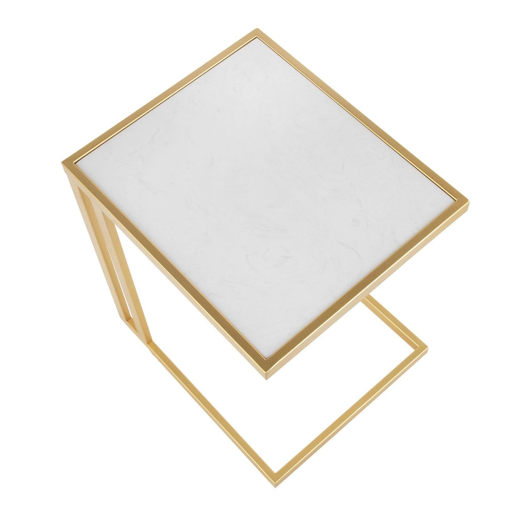 Gold Metal White Marble Side Table U919