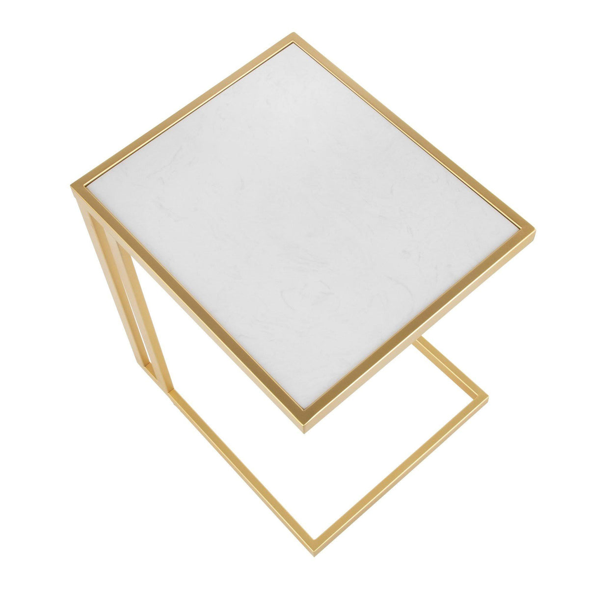 Gold Metal White Marble Side Table U919