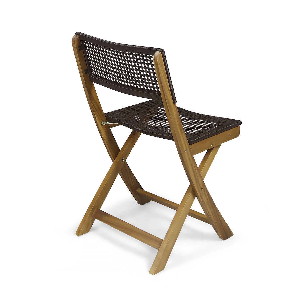 Acacia Wood Foldable Bistro Chairs with Wicker Seating Set of 2 C9923