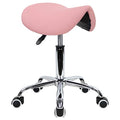 PU Leather Adjustable Rolling Saddle Stool with Wheels Black P472