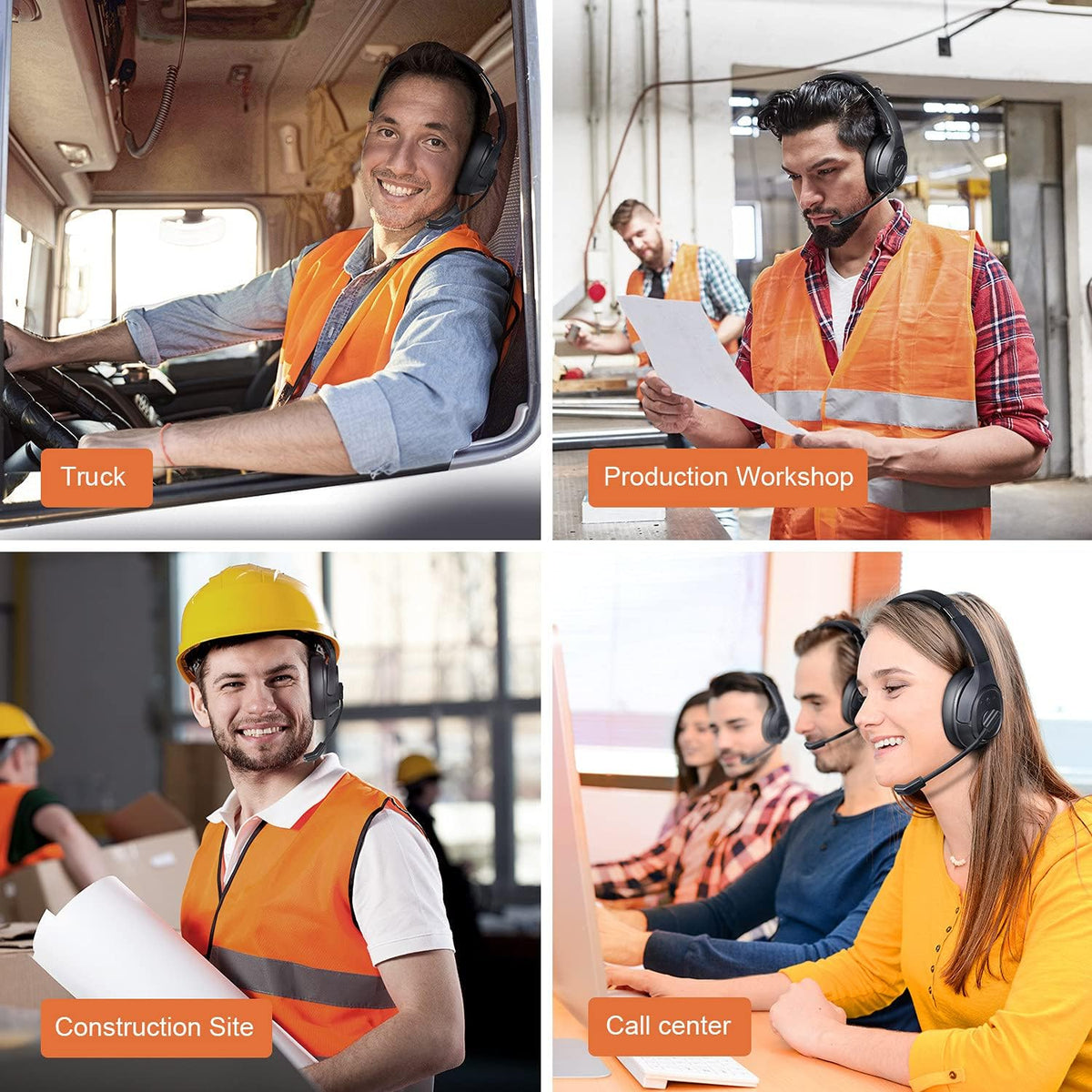 Noise Canceling Wireless Over Ear Bluetooth Headset with Microphone, Pack of 2 V985065