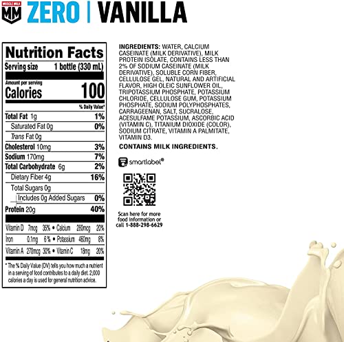 Chocolate Protein Shake, 20g Protein, Zero Sugar, 11.16 Fl Oz (Pack of 12) R811165