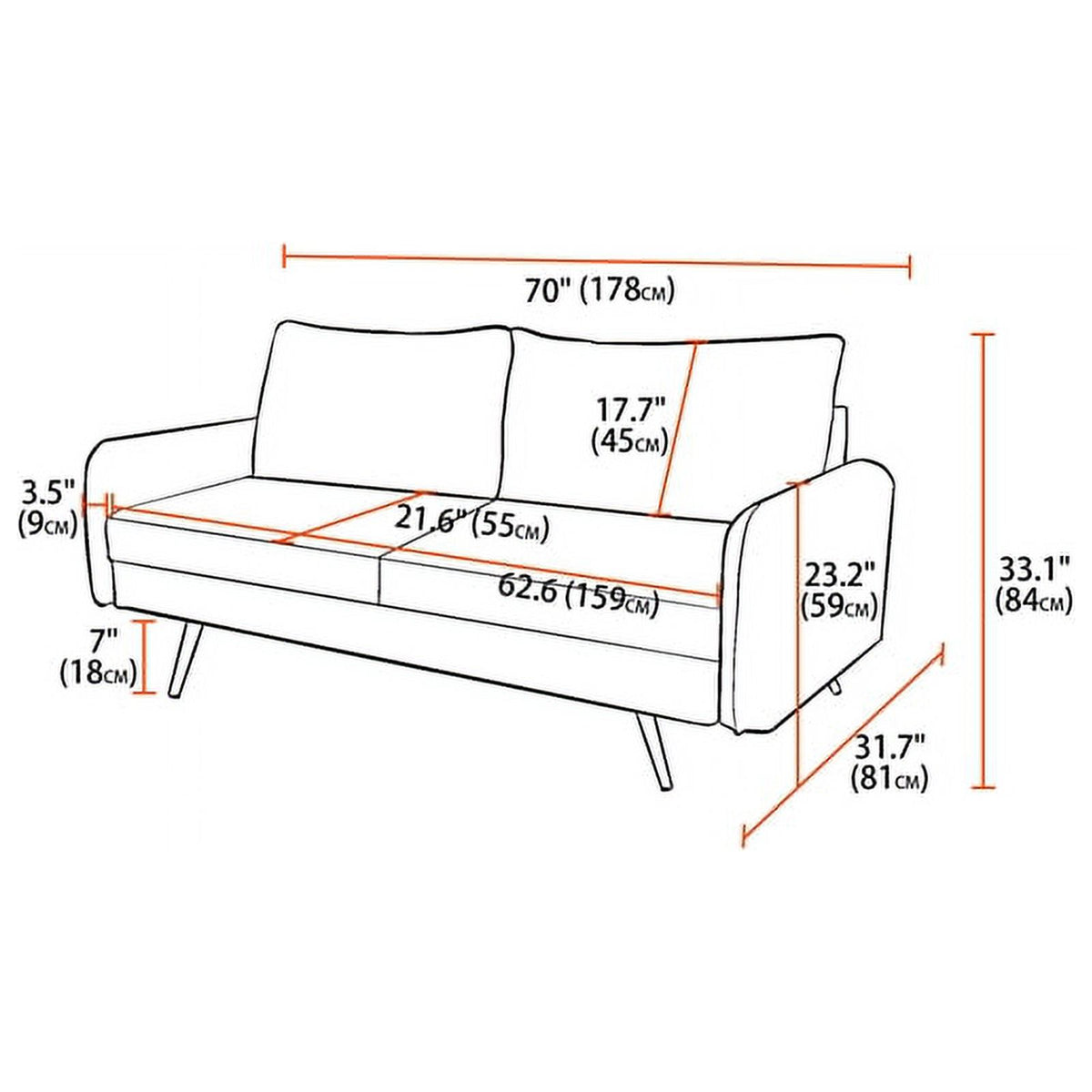 Teal Blue Fabric Sofa W114