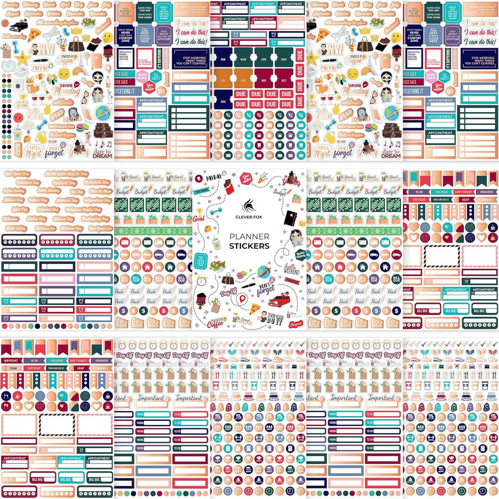 14 Sheets Set of 1360+ Planner Stickers E133