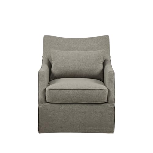 Beige Swivel Accent Armchair with Lumbar Pillow D422