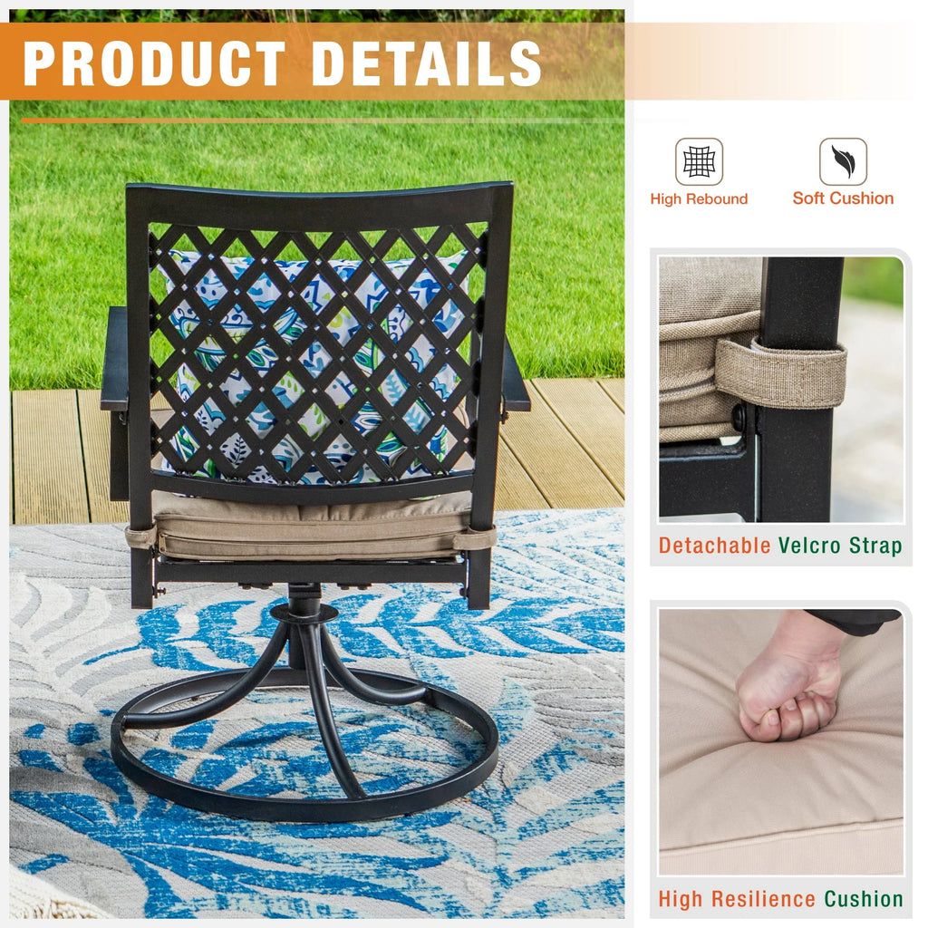 Set of 2 Metal Swivel Outdoor Dining Chairs with Beige Cushions Z660937