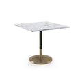 White Faux Marble Square Restaurant Table with Bronze Base K72641