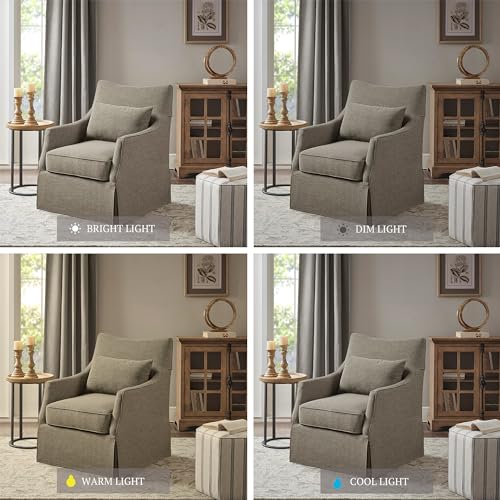 Beige Swivel Accent Armchair with Lumbar Pillow D422