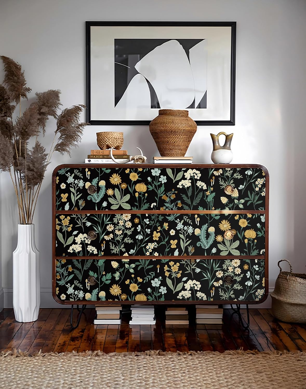 Dark Wild Floral 16.1''x118'' Peel and Stick Wallpaper Y809421