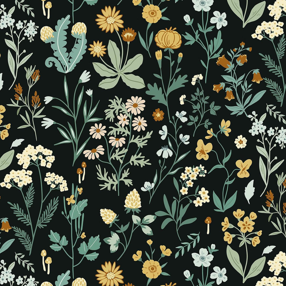 Dark Wild Floral 16.1''x118'' Peel and Stick Wallpaper Y809421