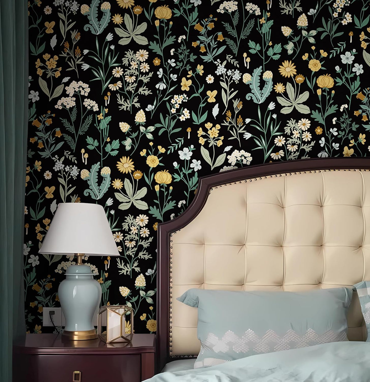 Dark Wild Floral 16.1''x118'' Peel and Stick Wallpaper Y809421