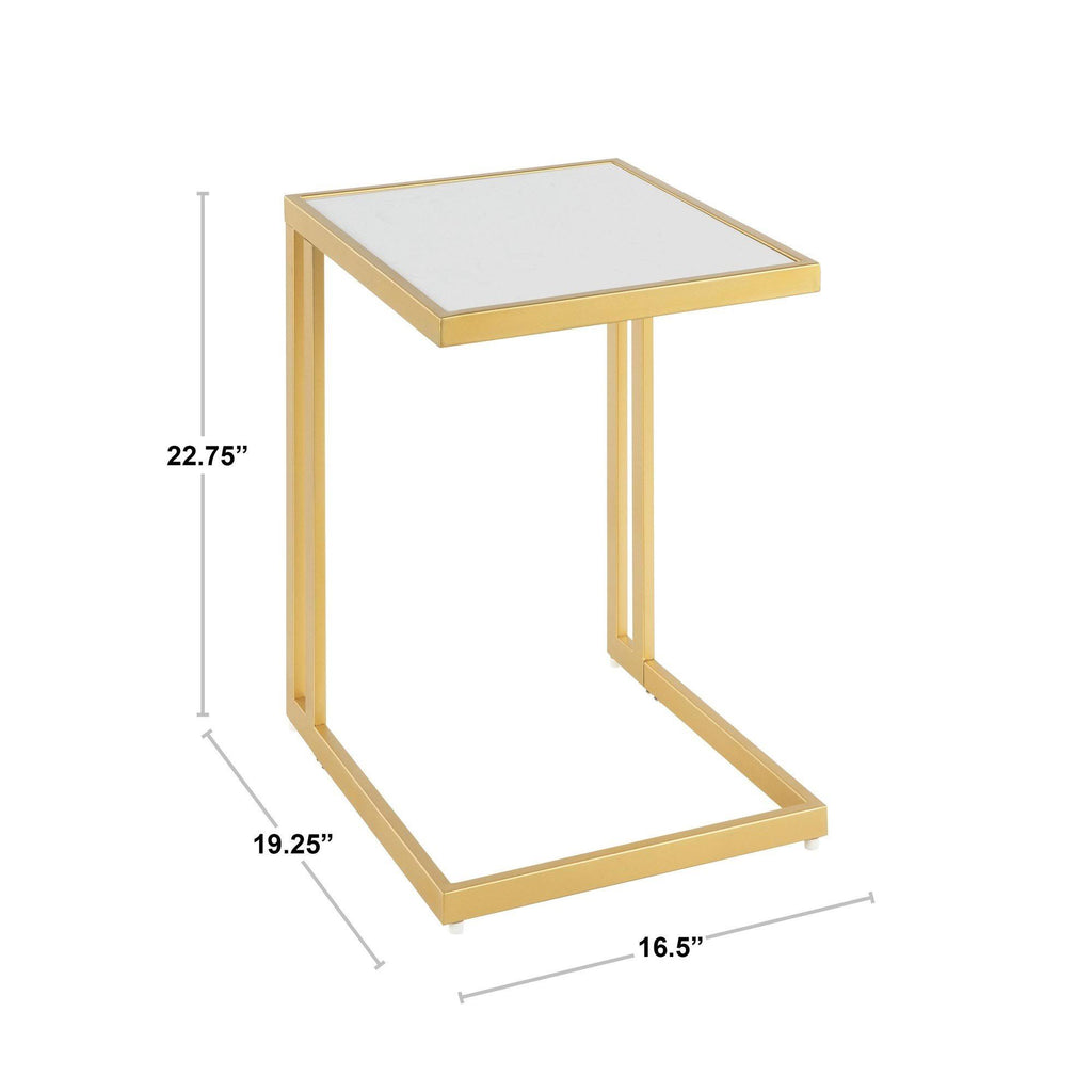 Gold Metal White Marble Side Table U919
