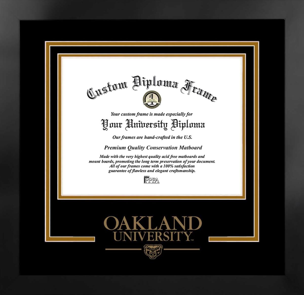 Oakland University Spirit Diploma Black Frame D9043
