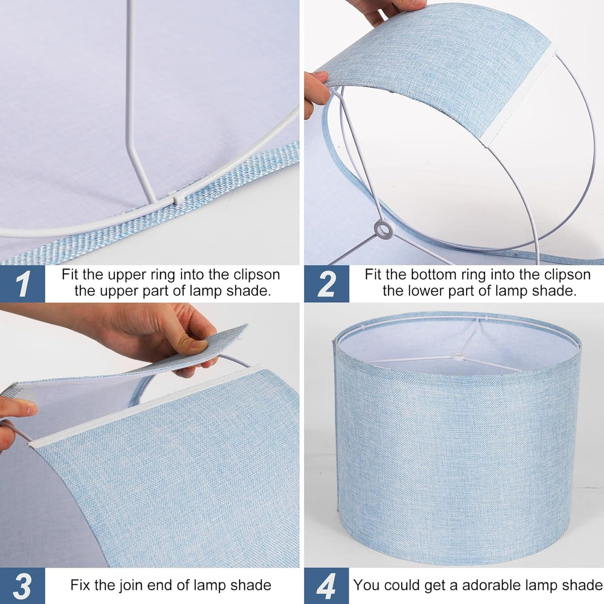 Blue 13" x 13" x 10" Drum Fabric Lamp Shades Set of 2 A83598
