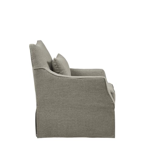 Beige Swivel Accent Armchair with Lumbar Pillow D422