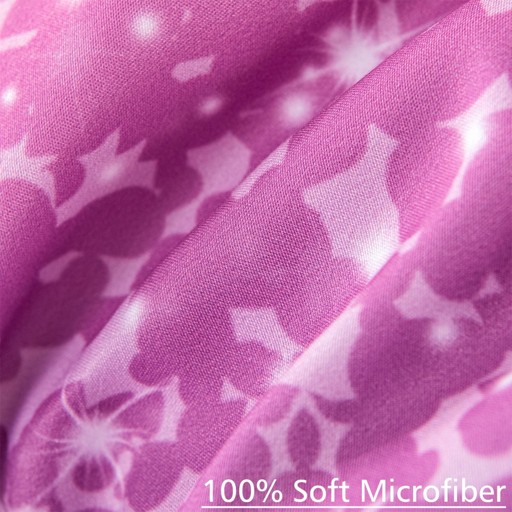 6Pcs Twin Gradient Pink Purple Glitter Comforter Sets O945