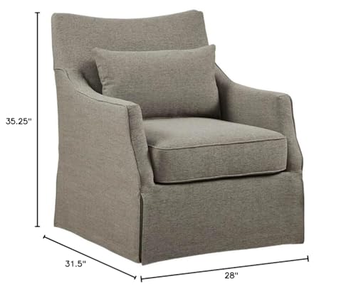 Beige Swivel Accent Armchair with Lumbar Pillow D422