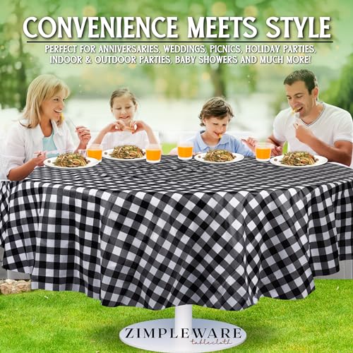 Red Gingham Checkered Plastic Round Tablecloth (12 Pack, 84in) N1882